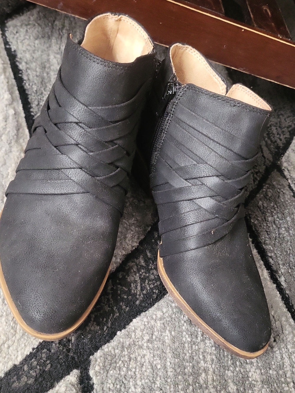 Life Stride Black Wrap Detail Ankle Booties
